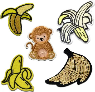 Produktbild von Aufnäher für Kinder - Bananen Set 5 Stück Frucht Obst - Aufnäher, Bügelbild, Aufbügler, Applikationen, Patches, Zum Aufbügeln