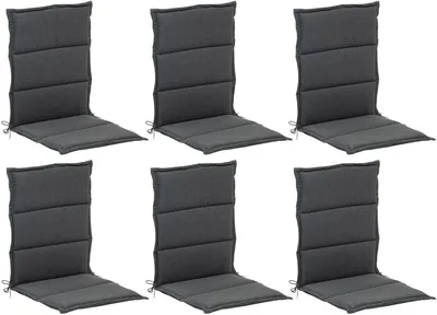 Produktbild von Gartenstuhlauflagen - Anthrazit - Mittellehner - mit Stehsaum - 6er Set