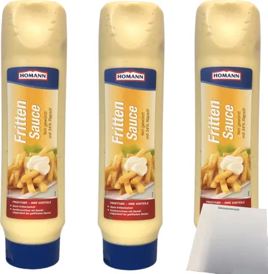 Produktbild von Homann Fritten Sauce feinwürzig und leicht mit 34% Rapsöl 3er Pack (3x875ml) + usy Block