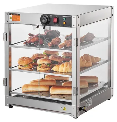 Obrázek produktu pro VEVOR 3stupňový komerční ohřívač potravin, 800 W ohřívač potravin s osvětlením pro lepší prezentaci potravin, regulace teploty od 30 °C do 85 °C, objem 90 litrů