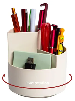 Drehbarer Stiftehalter, 3 Fächer, 360° Rotation, ABS, Weiß