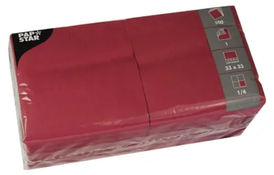 Immagine prodotto di PAPSTAR 82902 PAPSTAR Servietten weinrot 1-lagig 33,0 x 33,3 cm, 500 St.