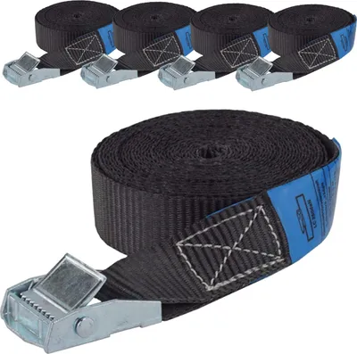 Produktbild von 5x Profi Spanngurt Gurt Zurrgurt Klemmschloss Auto 1-tlg 4m 250 kg SCHWARZ