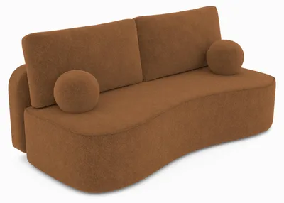 Produktbild von Sofa ROTONDO mit Schlaffunktion, Schlafsofa, Wohnzimmersofa, Couch, Soffa, Bettsofa, Bucle-Stoff – Braun ANTHOLOGY 10