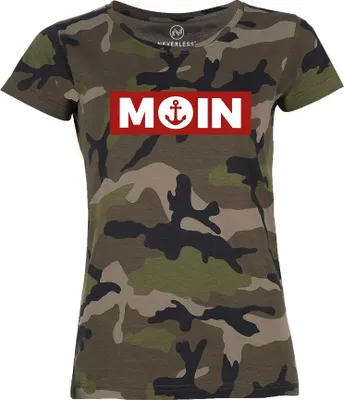 Produktbild von Damen Camo-Shirt Moin norddeutsch Morgen Anker Camouflage T-Shirt Tarnmuster Neverless® schwarz XXL