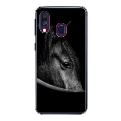 Produktbild von MuchoWow® Handyhülle Schutzhülle Hülle für Samsung Galaxy A40 Pferde - Porträt - Schwarz - Tiere Silikon Softcase Handy Hülle - Handy-Tasche