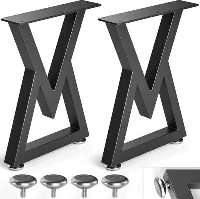 Image de Lot de 2 pieds de table en acier de 16 pouces, idéal pour les projets de meubles DIY