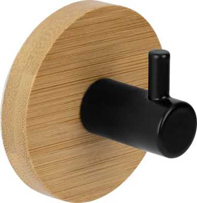 Obrázek produktu pro Walteco Bambusový věšák, 1 háček, kulatý, černý,