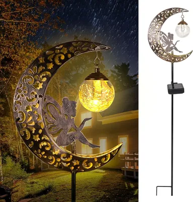 Produktbild von Solarlampen, Solarleuchten, Solar Gartenleuchte, Solar-Aussenleuchten, LED Glaskugel Schäferhaken, Gartendeko, Wasserdicht, Warmweiß