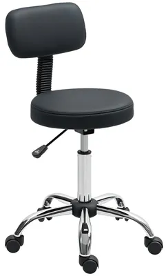 Immagine prodotto di HOMCOM Sgabello Regolabile Girevole con Schienale e Seduta Imbottiti, Capacitš€ 120 kg, 46x51x78-93 cm, Nero