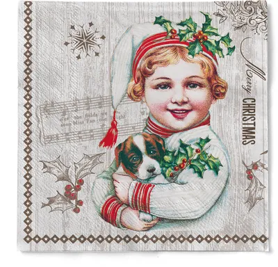 Produktbild von Sovie HORECA Weihnachtsserviette Puppy aus Tissue 33 x 33 cm, 100 Stück