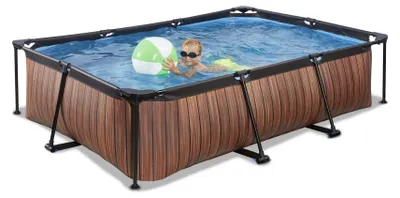 Produktbild von EXIT Wood Rahmenpool 300x200x65cm, Aufstellpool, mit Filterpumpe, Rechteckig, Braun
