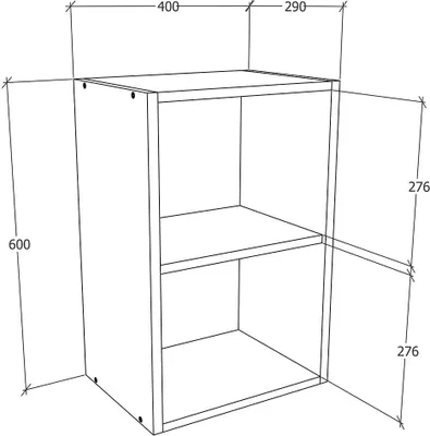 Immagine prodotto di Armadio da cucina appeso | Dimensioni ca. H. 60 x W. 40 x D. 31 cm | Armadio appeso a due scomparti | Armadio da cucina con vetro | Mobili da cucina - Esilo