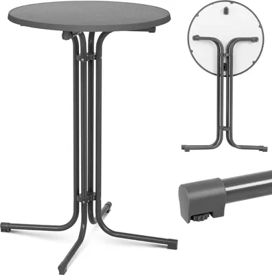 Zdjęcie produktu dla Stół Stolik Barowy Okrągły Wysoki Składany Śr. 70 Cm Wys. 110 Cm Szary