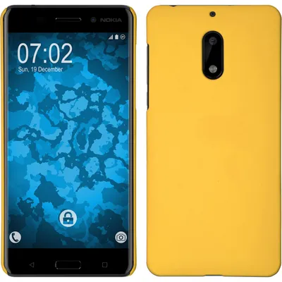 Produktbild von PhoneNatic Case kompatibel mit  Nokia 6 - Hülle gelb gummiert Hard-case + 2 Schutzfolien