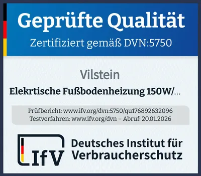 Produktbild von VILSTEIN© Elektrische Fußbodenheizung 150W/m² TWIN Technologie Elektro Komplett-Set - 9m² - 18m