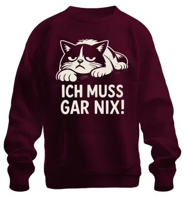 Productafbeelding van Ik hoef niets te doen! Katten, kattenliefhebbers, sarcastisch, humoristisch, uni sweatshirt, bordeauxrood, maat S