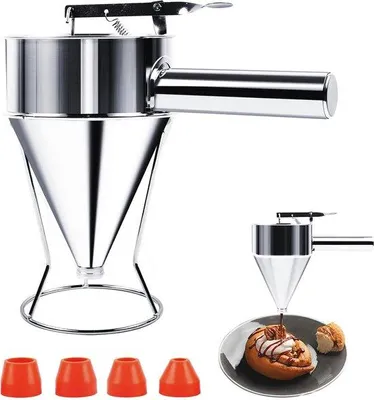 Image de Portionneur à pâte en acier inoxydable, 1 200 ml, 4 entonnoirs, ustensiles de cuisine