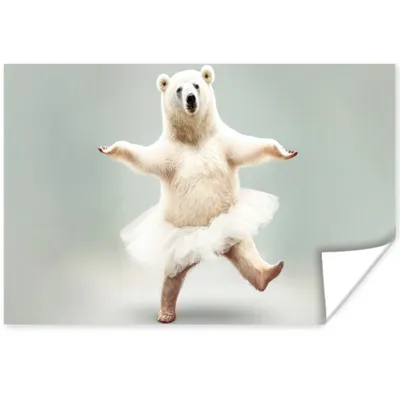 Produktbild von MuchoWow® Poster Eisbär - Tutu - Weiß - Porträt - Tiere 90x60 cm - Schlafzimmer
