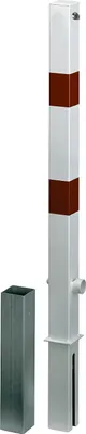 Produktbild von Alberts Absperrpfosten Passau | zum Einbetonieren, herausnehmbar | weiß | Pfosten-Ø 70x70 mm | Höhe über Boden 120 cm
