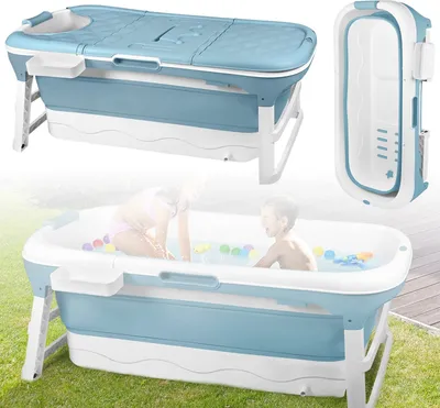 Produktbild von ACXIN Faltbare Badewanne Klappbadewanne Erwachsene Mobile Badewanne Reisebadewanne mit abnehmbare Abdeckung für kleines Badezimmer (128 x 62 x 53 cm)