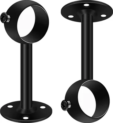 Produktbild von Ceiling Curtain Pole Brackets, Gardinenstangen Halterungen, 32mm, schwarzes Metall, Decken- oder Wandmontage, strapazierfähige, Edelstahl, Wandhalterungen für Kleiderstangen mit Schrauben, 2 Stück