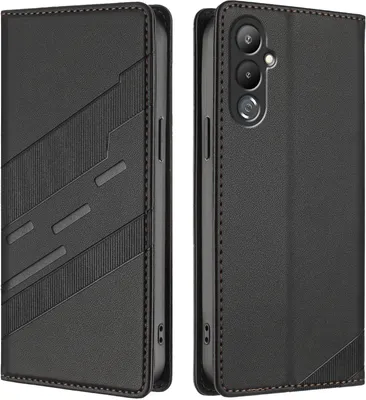 Produktbild von Hülle für Tecno Pova 4, Kunstleder Brieftaschen Handyhülle mit Kartenfach und Standfunktion Schwarz