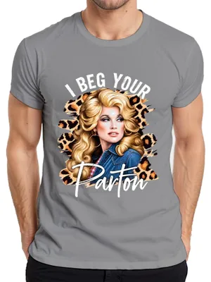 Imagen del producto de Camiseta para hombre, estilo retro occidental, con la imagen de Dolly Parton, cantante de música country, en color gris, talla XL
