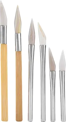 Image de Set de chalumeaux en agate à tranchant de couteau, outils de polissage pour le bricolage, sculpture en métal précieux avec manche en fer et bambou