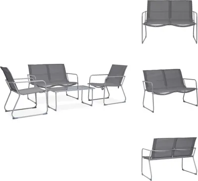 Produktbild von vidaXL 4-tlg. Garten-Lounge-Set Stoff und Stahl Grau -  Gartenmöbel-Sets