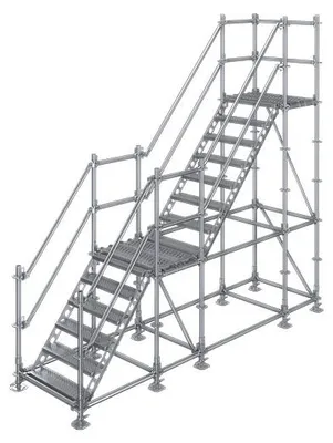 Produktbild von Bautreppe Außentreppe feuerverzinkt für mind. 2,65 m Höhenunterschied mit Podest | höhenverstellbar