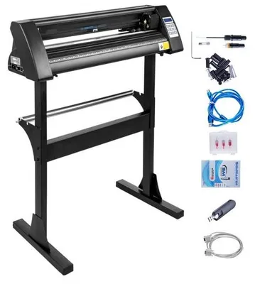 Immagine prodotto di SM® - Plotter da taglio per vinile 720 mm - Plotter silenzioso - Pressa a leva da 28 pollici - Plotter da taglio grigio scuro 630 mm - Plotter per il taglio del vinile - Include supporto.
