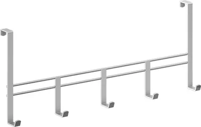 Produktbild von METALTEX 350930000 Türhängeleiste 38 cm mit 5 Haken, Polytherm, silbermetallic / Raumsparer