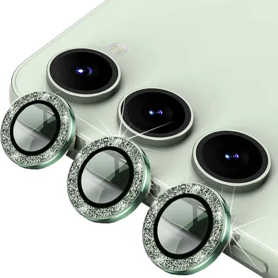 Produktbild von Für Samsung Galaxy S24 Plus Aluminium Glitzer Ring Kamera + H9 Tempered Hart Glas Grün