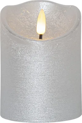 Produktbild von Star Trading 061-22 LED-Echtwachs-Kerze "Flamme Rustic"silber, ca. 10x7,5 cm,naturgetreue Flamme, exkl. Batterie, Timer, Vierfarb-Karton