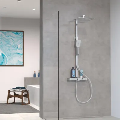 Produktbild von SCHÜTTE Duschsystem OCEAN, Edelstahl Regendusche mit Thermostat und Ablage