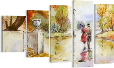 Produktbild von Bild auf Leinwand - Leinwandbild - Wetter regen herbst park - 100x60cm - Wand Bild - Wanddeko - Leinwanddruck - Bilder - Kunstdruck - Wanddekoration - Leinwand bilder - Wandkunst - EG100x60-2914