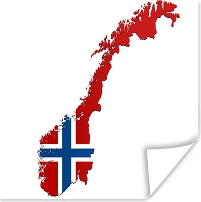 Produktbild von MuchoWow® Poster Illustration von Norwegen in den Farben der Flagge 50x50 cm - Wohnzimmerdekoration