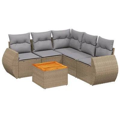 Immagine prodotto di vidaXL Set di divani da giardino 6 pezzi con cuscini Beige poly rattan