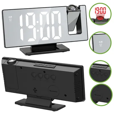 Produktbild von KRUMAD Projektionswecker Digital, Radiowecker mit Projektion, LED Uhr, USB Ladefunktion, 12/24 Stunden Anzeige, Snooze Funktion, Wecker Schlafzimmer, KI-generiertes Bild