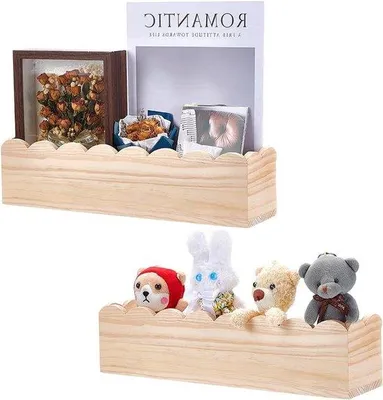 Image de Bibliothèque en bois pour chambre d'enfant - étagères en bois poncées avec rangements et présentoirs pour le salon et la chambre à coucher