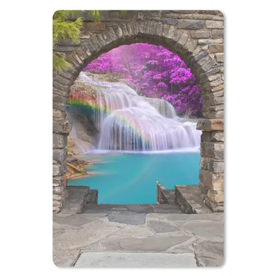 Produktbild von MuchoWow® Mauspad Mousepad Blumen - Regenbogen - Wasserfall - Ausblick 40x60 cm - Mousepads - Maus Mat - Pad - Mausunterlage - Schreibtisch Accesoire