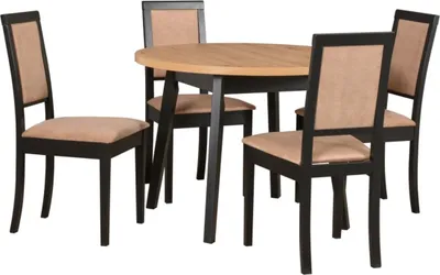 Produktbild von Esstischgarnitur 4 x Stühl "ROMA 13" schwarz + Tisch "OSLO 3 L"