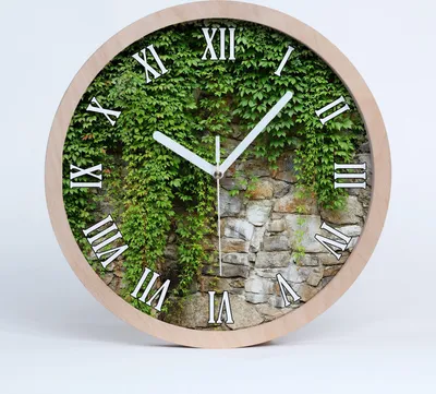 Produktbild von Holzuhr 20fi cm wanduhr - weiße Spitzen - grüner Efeu