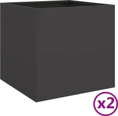 Produktbild von Pflanzkübel 2 Stk. Schwarz 49x47x46 cm Stahl