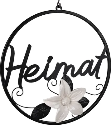 Produktbild von Deko Hänger Metall Kreis Schrift Blume Wanddeko Türkranz Wandbild Figur Skulptur