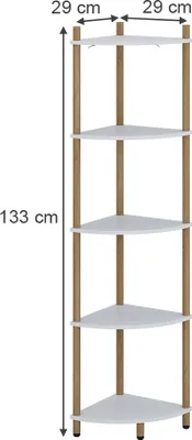 Produktbild von Eckregal Vicco Bivio Weiß/Kiefer 29 x 133 cm mit 5 Ablagefächern, Model 57470