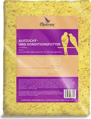 Produktbild von Optimax Kondition- und Aufzuchtfutter für Vögel 300g | Eifutter für alle Ziervogelarten | Geeignet für Kanarienvögel, Wellensittiche usw.