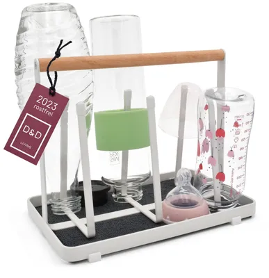 Produktbild von D&D Living Drippo All-in-One Flaschenhalter - Universal-Trockenständer, Abtropfgestell für Flaschen Aller Art, weiß