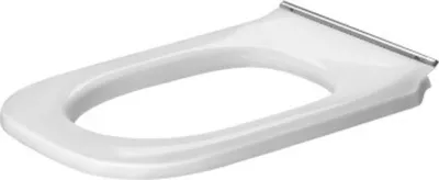 Produktbild von Duravit D-Code WC-Sitzring, ohne Deckel, verlängerte Ausführung, mit durchgehender Scharnierwelle und Scharnieren aus Edelstahl, Weiß hochglänzend, 0060910000
